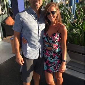 NBD floral print dress with cutouts. Size xs. Worn once